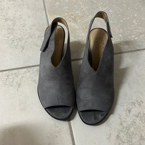 Gray naturalizer sling back block heels. Size 7.5